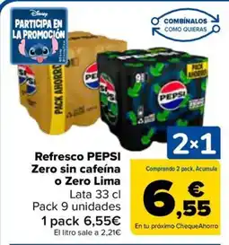 Carrefour PEPSI Refresco Zero sin cafeína oferta