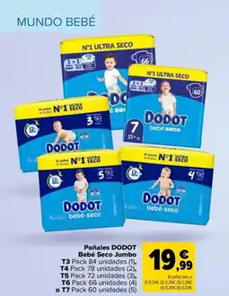 Carrefour DODOT Pañales Bebé Seco Jumbo oferta
