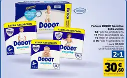 Carrefour DODOT Pañales Sensitive Extra Jumbo oferta