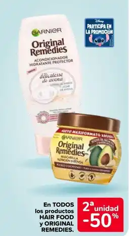 Carrefour GARNIER En todos los productos hair food y original remedies. oferta