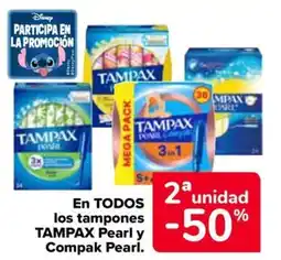 Carrefour TAMPAX En todos los tamponea pearl y compak pearl. oferta