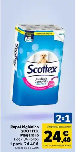 Carrefour SCOTTEX Papel higiénico Megarollo oferta
