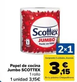 Carrefour SCOTTEX Papel de cocina Jumbo oferta