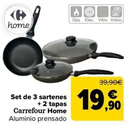 Carrefour Set de 3 sartenes + 2 tapas Carrefour Home oferta