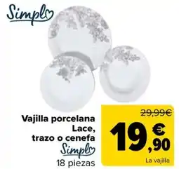 Carrefour SIMPLY Vajilla porcel na Lace, trazo o cenefa oferta