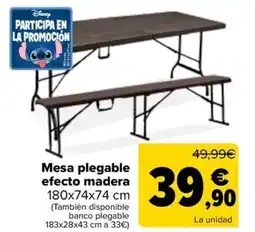 Carrefour Mesa plegable efecto madera 180x74x74 cm oferta