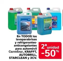 Carrefour En todos los lavaparabrisas y refrigerantes- anticongelantes para automóvil carrefour, krafft, autobrill, starclean y 3cv oferta