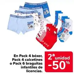 Carrefour Pack 4 calcetines o Pack 6 braguitas infantiles de licencias. oferta
