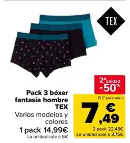 Carrefour TEX Pack 3 bóxer fantasía hombre oferta