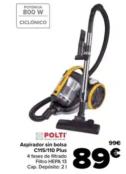 Carrefour POLTI Aspirador sin bolsa C115/110 Plus oferta
