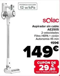 Carrefour SOLAC Aspirador sin cable AE2505 oferta