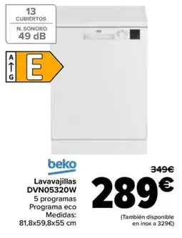 Carrefour BEKO Lavavajillas DVN05320W oferta