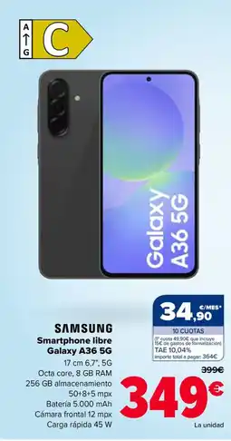 Carrefour SAMSUNG Smartphone libre Galaxy A36 5G oferta