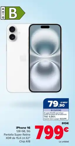 Carrefour iPhone 16 128 GB, 5G oferta