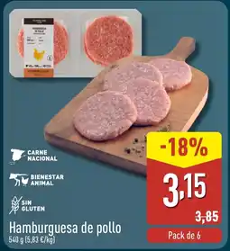 ALDI Hamburguesa de pollo oferta