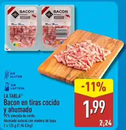 ALDI LA TABLA Bacon en tiras cocido y ahumado oferta