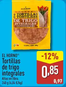 ALDI EL HORNO Tortillas de trigo integrales oferta