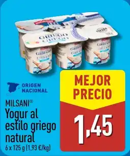 ALDI MILSANI Yogur al estilo griego natural oferta