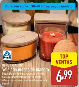 ALDI HOME CREATION Vela con mecha de madera oferta