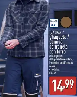 ALDI TOP CRAFT Chaqueta / Camisa de franela con forro oferta