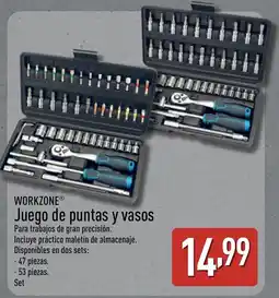 ALDI WORKZONE Juego de puntas y vasos oferta