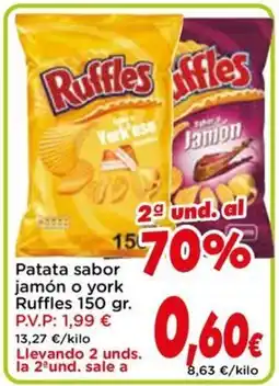 Proxi RUFFLES Patata sabor jamón o york oferta