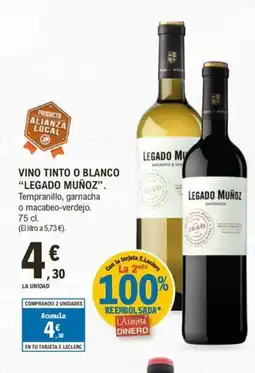 E.Leclerc LEGADO MUÑOZ Vino tinto o blanco oferta