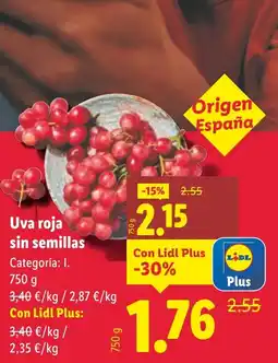 Lidl Uva roja sin semillas oferta