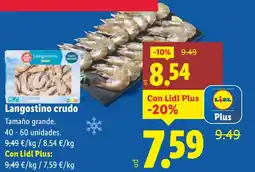 Lidl Langostino crudo oferta
