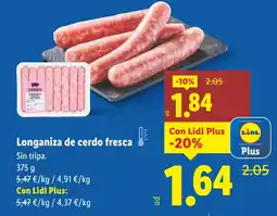 Lidl Longaniza de cerdo fresca oferta