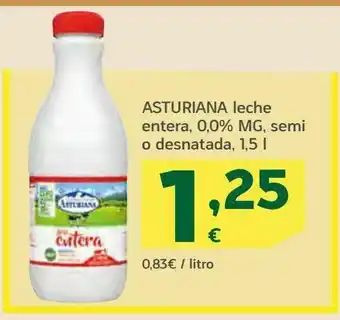 HiperDino Asturiana leche entera, 0,0% mg, semi o desnatada oferta