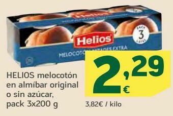 HiperDino Helios melocotón en almíbar original o sin azúcar oferta
