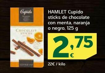 HiperDino Hamlet cupido sticks de chocolate con menta, naranja o negro oferta