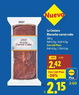 Lidl LA CESTERA Bizcocho carrot cake oferta