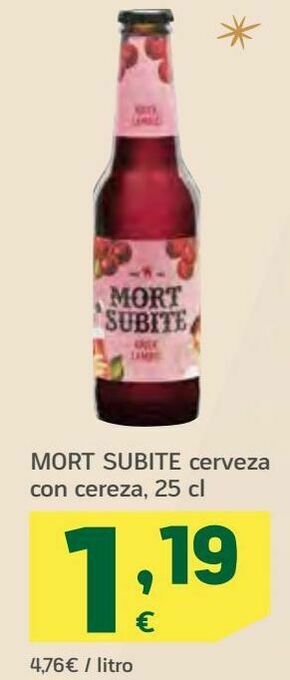 HiperDino Mort subite cerveza con cereza oferta