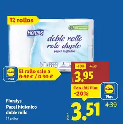 Lidl FLORALYS Papel higiénico doble rollo oferta