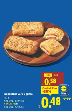 Lidl Napolitana york y queso oferta