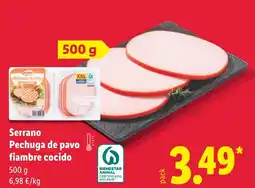 Lidl Serrano Pechuga de pavo fiambre cocido oferta