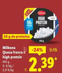 Lidl MILBONA Queso fresco high protein oferta