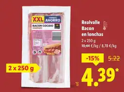 Lidl REALVALLE Bacon en lonchas oferta