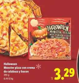 Lidl HALLOWEEN Monster pizza con crema de calabaza y bacon oferta