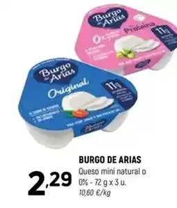 Coviran Burgo de arias - queso mini natural o 0% oferta