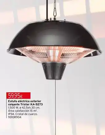 Tristar - estufa électrica exterior colgante kq-5273
