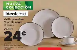 Carrefour Vajilla porcelana Nuar filo negro oferta