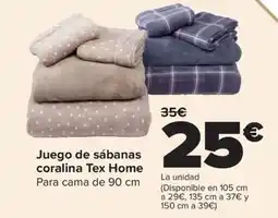 Carrefour Juego de sábanas coralina Tex Home oferta