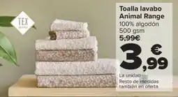 Carrefour Toalla lavabo Animal Range oferta