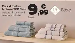 Carrefour TEX Basic Pack 4 toallas fantasía oferta