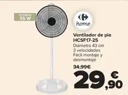 Carrefour Ventilador de pie HCSF17-25 oferta