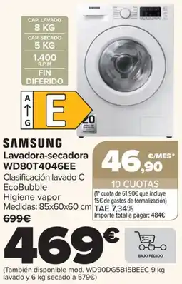 Carrefour SAMSUNG Lavadora-secadora WD80T4046EE oferta