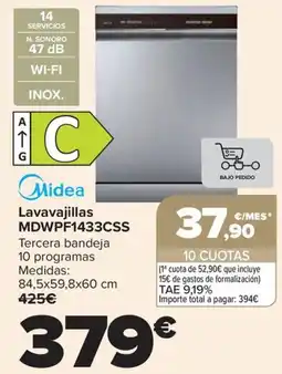 Carrefour MIDEA Lavavajillas MDWPF1433CSS oferta